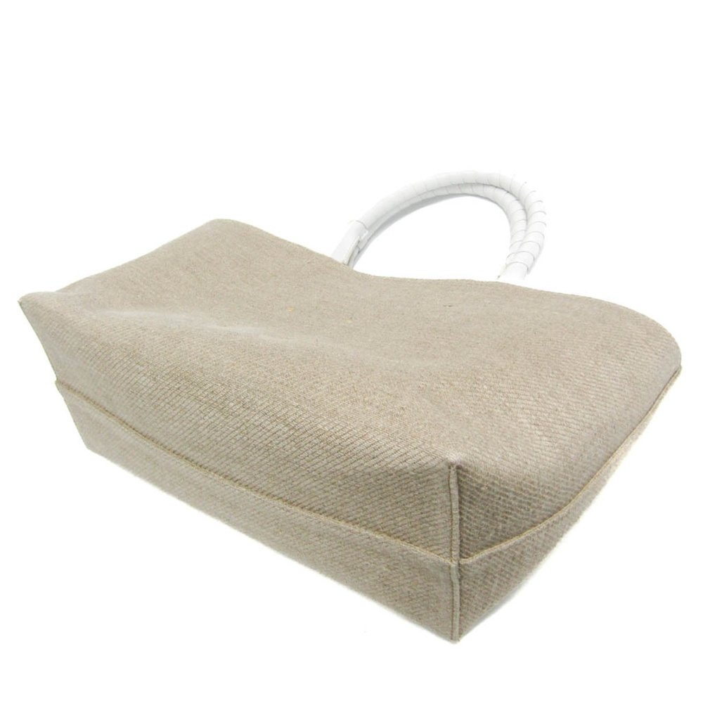 CHLOE MARCIE Beige White Leather Linen Tote Bag CHC23US651J9920H - Picture 3 of 11